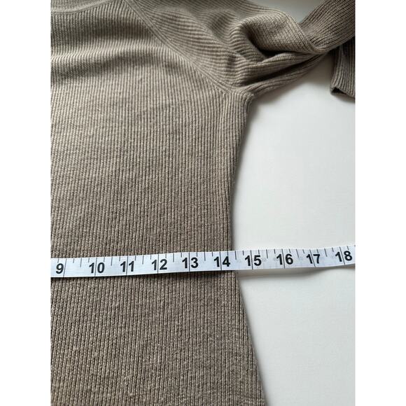 Garnet Hill Sz S 100% Merino Wool Turtleneck Sweater Dress Ribbed Tan Neutral - Picture 7 of 11